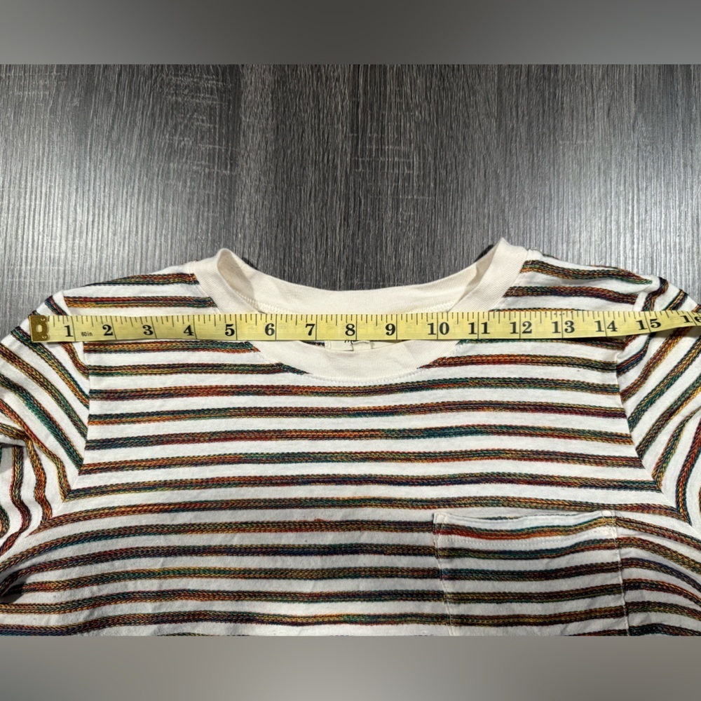 Madewell Kids Long Sleeve Striped Tee in Cream with Brown & Green Stripes - Picture 10 of 12